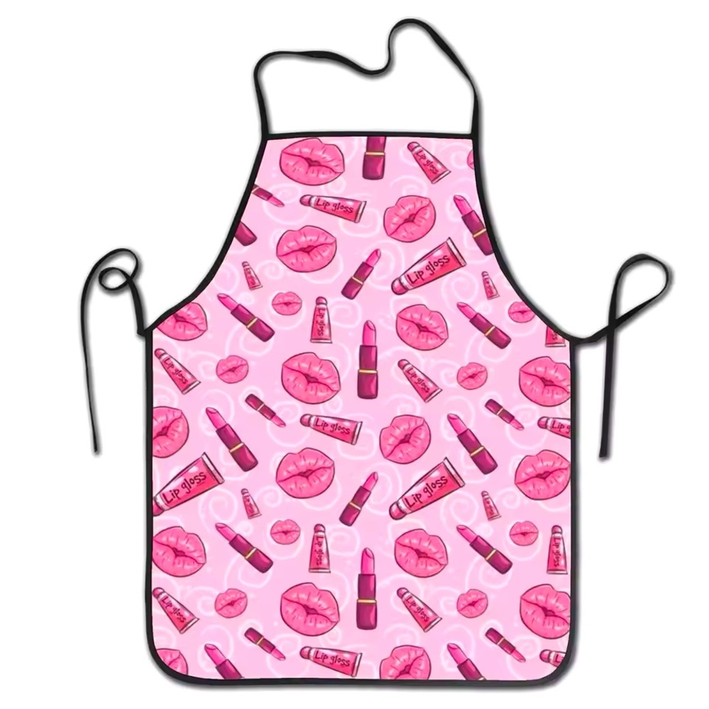 Pink Lips Girly Kitchen Apron Cooking Baking Grilling Painting Gardening Apron